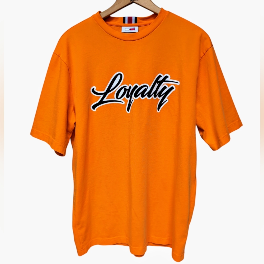 Tommy Hilfiger X Lewis Hamilton Orange Loyalty T-shirt Streetwear Men's LARGE